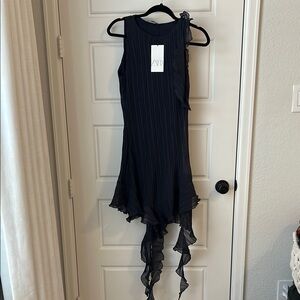Zara Black Sleeveless Ruffled Dress